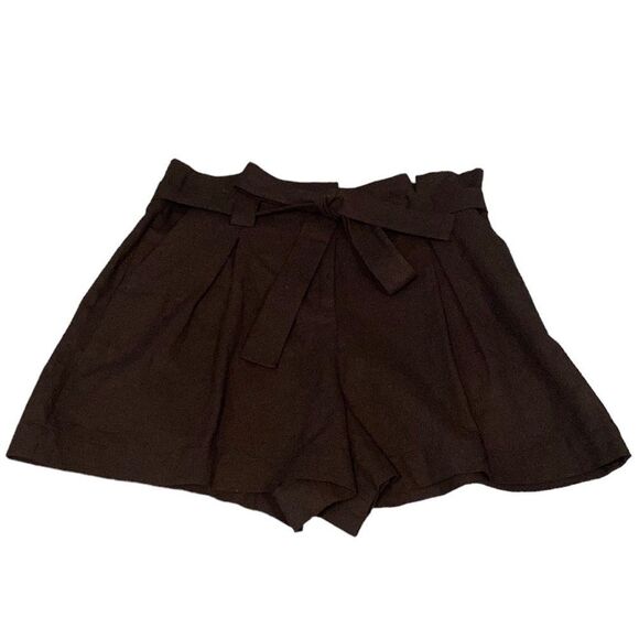 L'Agence Black Alex Cotton-Linen Blend Paperbag Mini Shorts Size 4 - Picture 4 of 6
